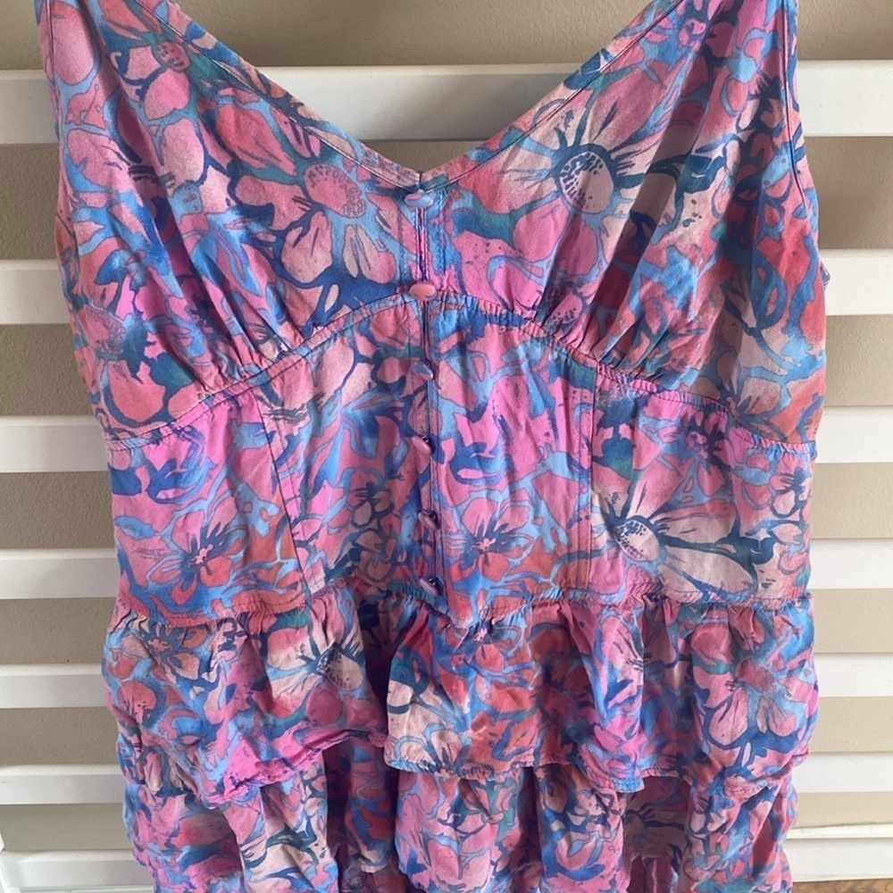 Wild Fable Fit & Flare Multi Floral Ruffle Layer Sleeveless Mini Dress Size L - Picture 3 of 12
